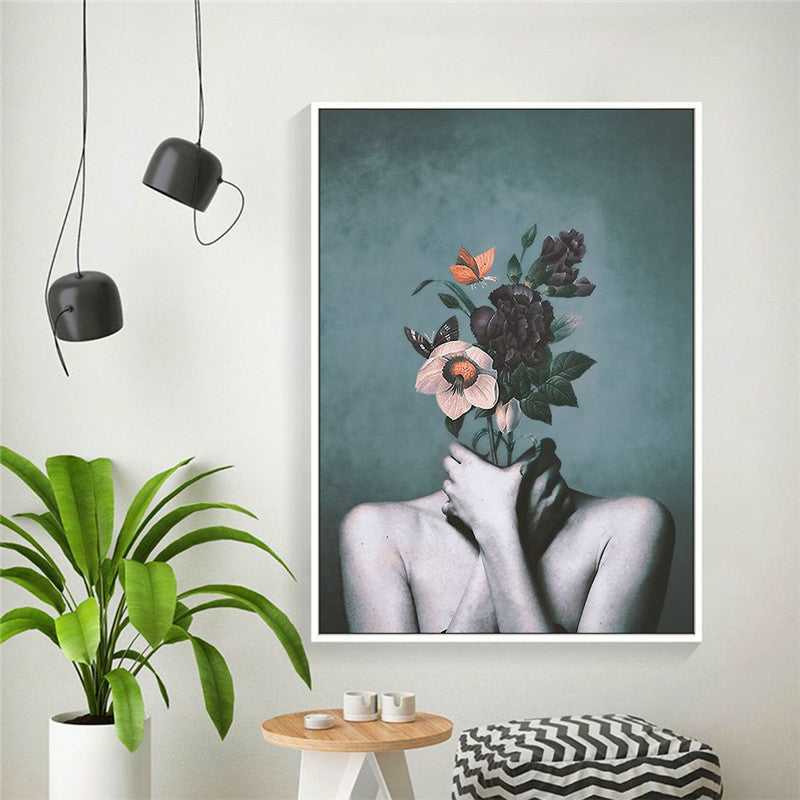 Modern Living Room Home Decor Painting Abstract Floral Character Art Canvas Poster - 𝓢𝓱𝓸𝓹𝓵𝓮𝓬𝔂