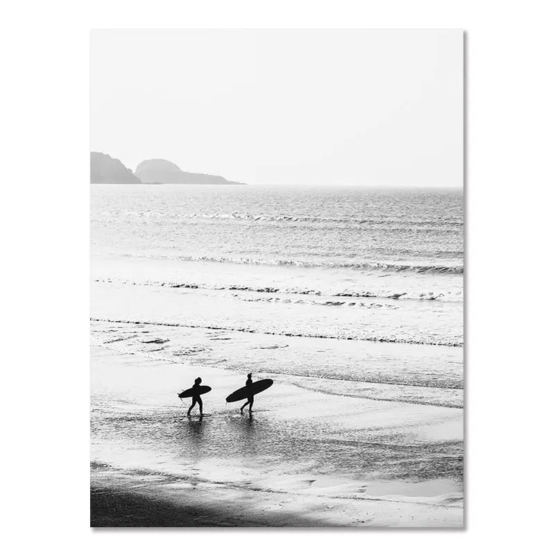 Nordic Modern Black And White Seaside Landscape Holiday Surfing Background Wall Poster Frameless Painting - 𝓢𝓱𝓸𝓹𝓵𝓮𝓬𝔂