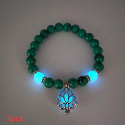 Energy Luminous Lotus Natural Stone Bracelet Yoga Healing Luminous Glow In The Dark Charm Beads Bracelet For Men Women Prayer Buddhism - 𝓢𝓱𝓸𝓹𝓵𝓮𝓬𝔂