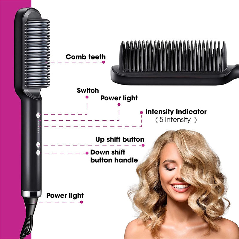 New 2 In 1 Hair Straightener Hot Comb Negative Ion Curling Tong Dual-purpose Electric Hair Brush - 𝓢𝓱𝓸𝓹𝓵𝓮𝓬𝔂
