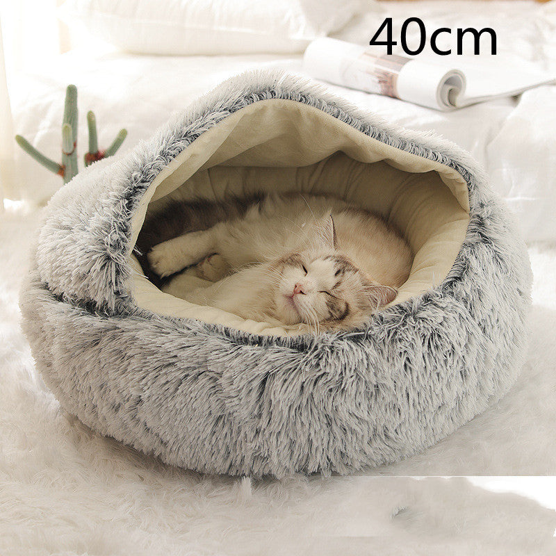 2 In 1 Dog And Cat Bed Pet Winter Bed Round Plush Warm Bed House Soft Long Plush Pets Bed Pet Products - 𝓢𝓱𝓸𝓹𝓵𝓮𝓬𝔂