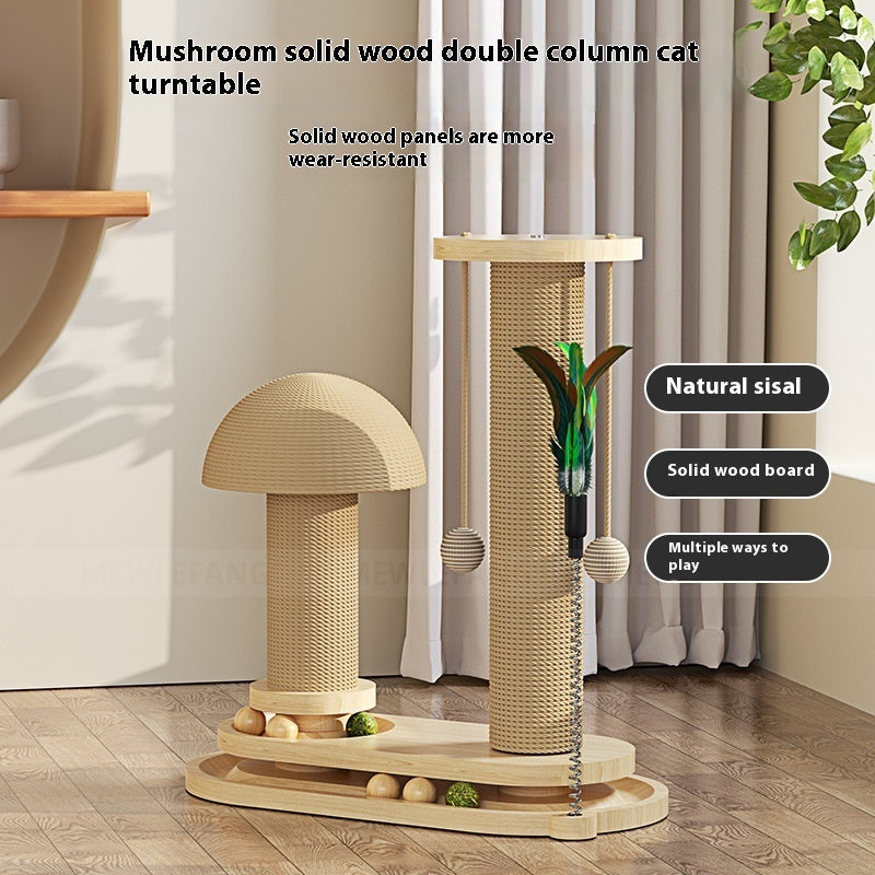 Solid Wood Cat Turntable Scratching Post Durable Toy - 𝓢𝓱𝓸𝓹𝓵𝓮𝓬𝔂