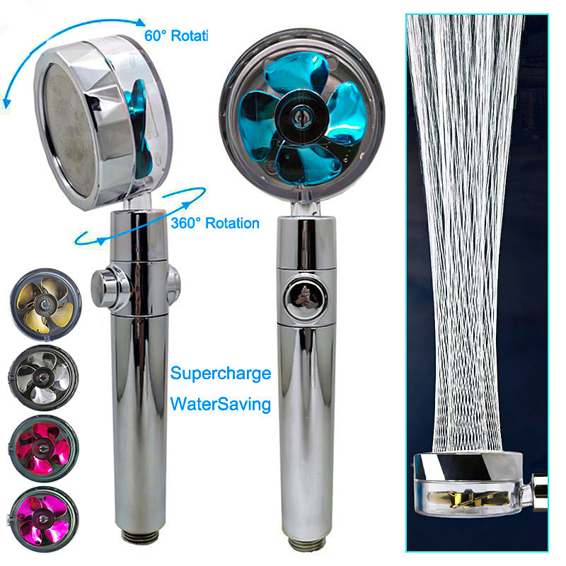 Shower Head Water Saving Flow 360 Degrees Rotating With Small Fan ABS Rain High Pressure Spray Nozzle Bathroom Accessories - 𝓢𝓱𝓸𝓹𝓵𝓮𝓬𝔂