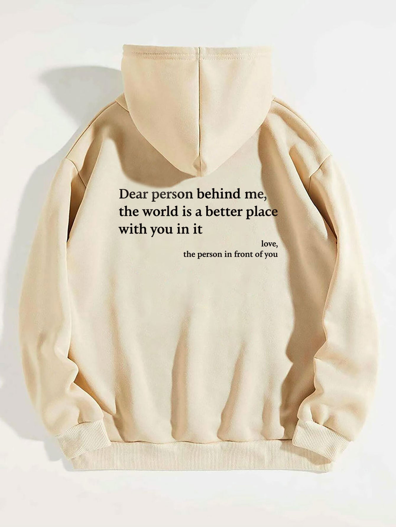 Dear Person Behind Me,the World Is A Better Place,with You In It,love,the Person In Front Of You,Women's Plush Letter Printed Kangaroo Pocket Drawstring Printed Hoodie Unisex Trendy Hoodies - 𝓢𝓱𝓸𝓹𝓵𝓮𝓬𝔂