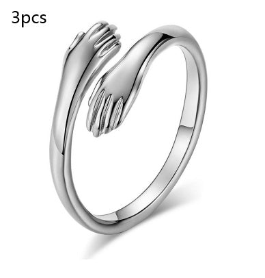 Alloy Simple Hands Hug Ring Opening Adjustable Jewelry - 𝓢𝓱𝓸𝓹𝓵𝓮𝓬𝔂