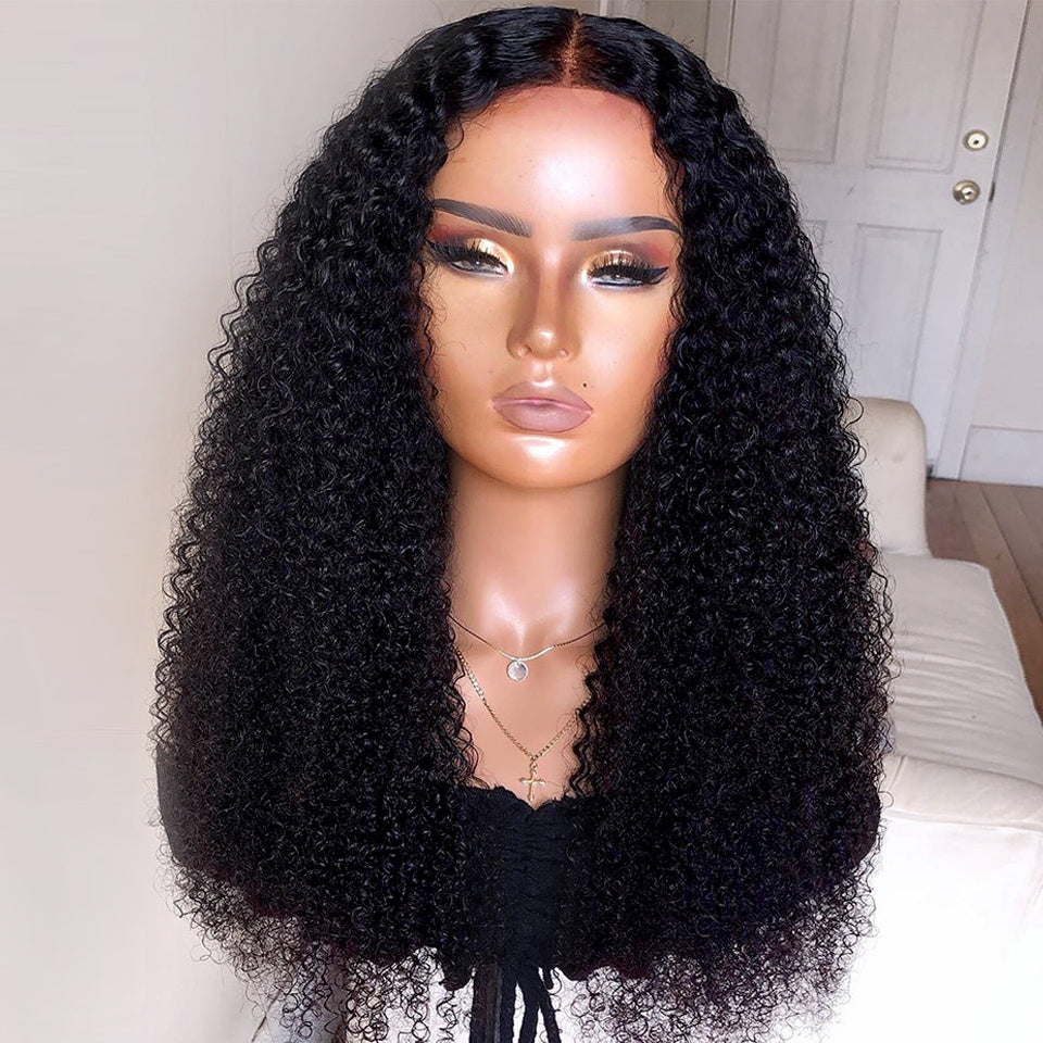 Density Long Kinky Curly Wig Lace Front Human Hair Fluffy - 𝓢𝓱𝓸𝓹𝓵𝓮𝓬𝔂