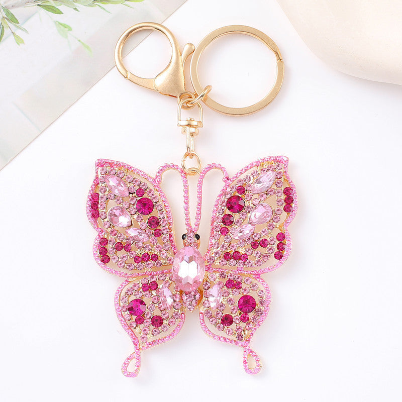 Metal Rhinestone Butterfly Keychain Small Pendant - 𝓢𝓱𝓸𝓹𝓵𝓮𝓬𝔂