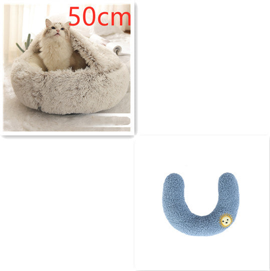 2 In 1 Dog And Cat Bed Pet Winter Bed Round Plush Warm Bed House Soft Long Plush Pets Bed Pet Products - 𝓢𝓱𝓸𝓹𝓵𝓮𝓬𝔂