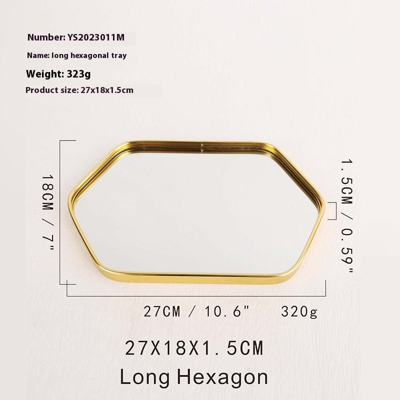Metallic Glass Mirror Tray Jewelry And Cosmetics Storage Tray - 𝓢𝓱𝓸𝓹𝓵𝓮𝓬𝔂