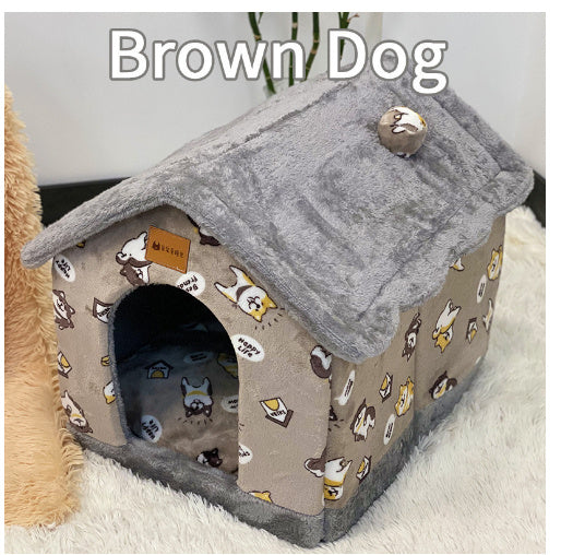 Foldable Dog House Pet Cat Bed Winter Dog Villa Sleep Kennel Removable Nest Warm Enclosed Cave Sofa Pets Supplies - 𝓢𝓱𝓸𝓹𝓵𝓮𝓬𝔂