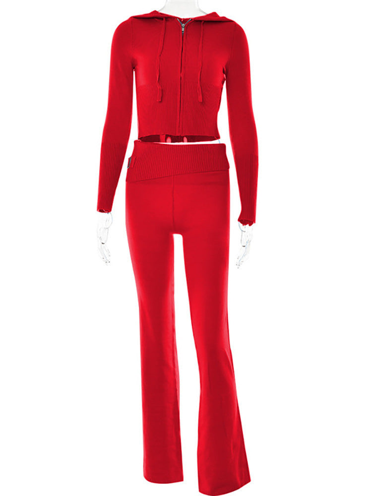 Hoodie Suit Women Leisure Sexy Zip Long Sleeve Sweater And High Waist Long Pants Set - 𝓢𝓱𝓸𝓹𝓵𝓮𝓬𝔂