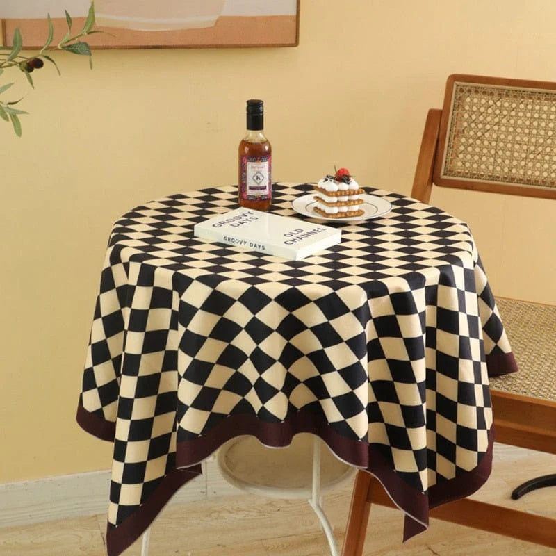 Yellow Checkered Contrast Color Tablecloth - 𝓢𝓱𝓸𝓹𝓵𝓮𝓬𝔂