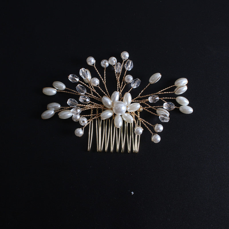 Korean Exquisite Pearl Comb Diamond Crystal Fork Handmade Hairpin Bridal Headwear Accessories - 𝓢𝓱𝓸𝓹𝓵𝓮𝓬𝔂