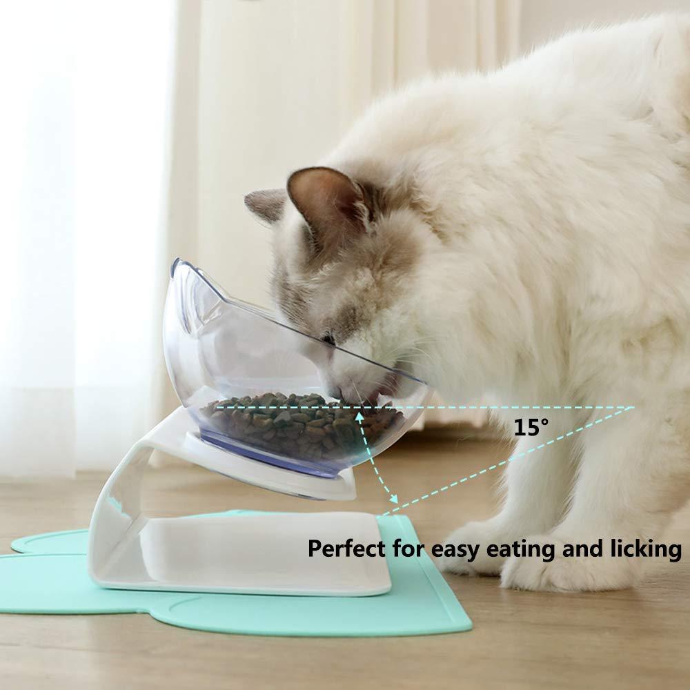 Non Slip Double Cat Bowl With Raised Stand Pet Food Cat Feeder Protect Cervical Vertebra Dog Bowl Transparent Pet Products - 𝓢𝓱𝓸𝓹𝓵𝓮𝓬𝔂