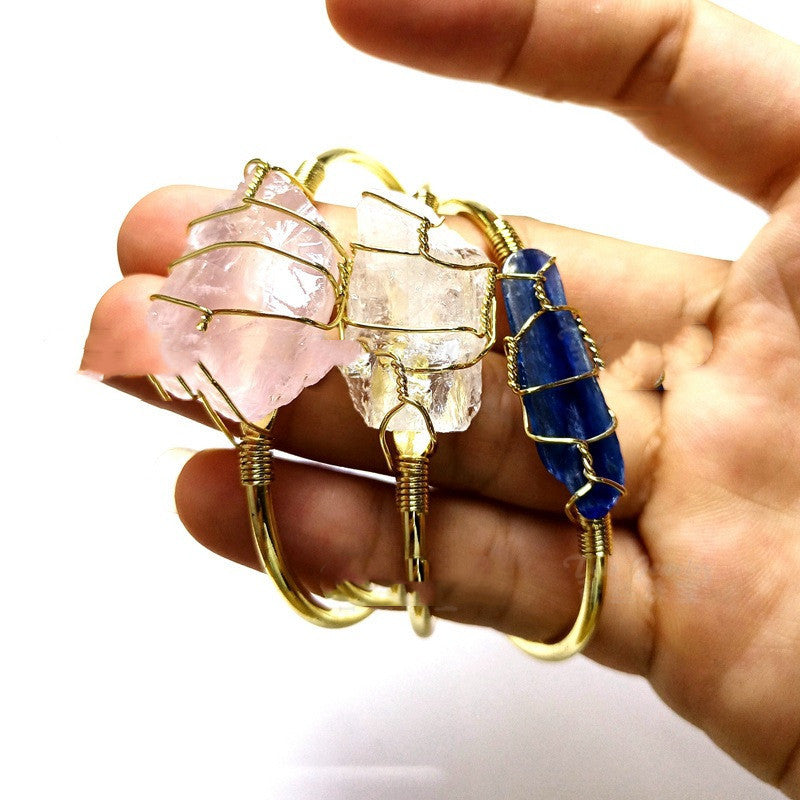 Explosive Natural Crystal Rough Stone Gold Winding Unshaped Bracelet Jewelry Crystal Bracelet - 𝓢𝓱𝓸𝓹𝓵𝓮𝓬𝔂
