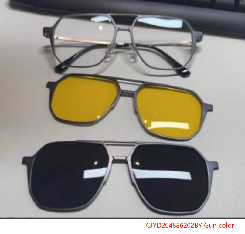 Driving Men's Three-in-one Magnetic Aluminum Magnesium Glasses - 𝓢𝓱𝓸𝓹𝓵𝓮𝓬𝔂