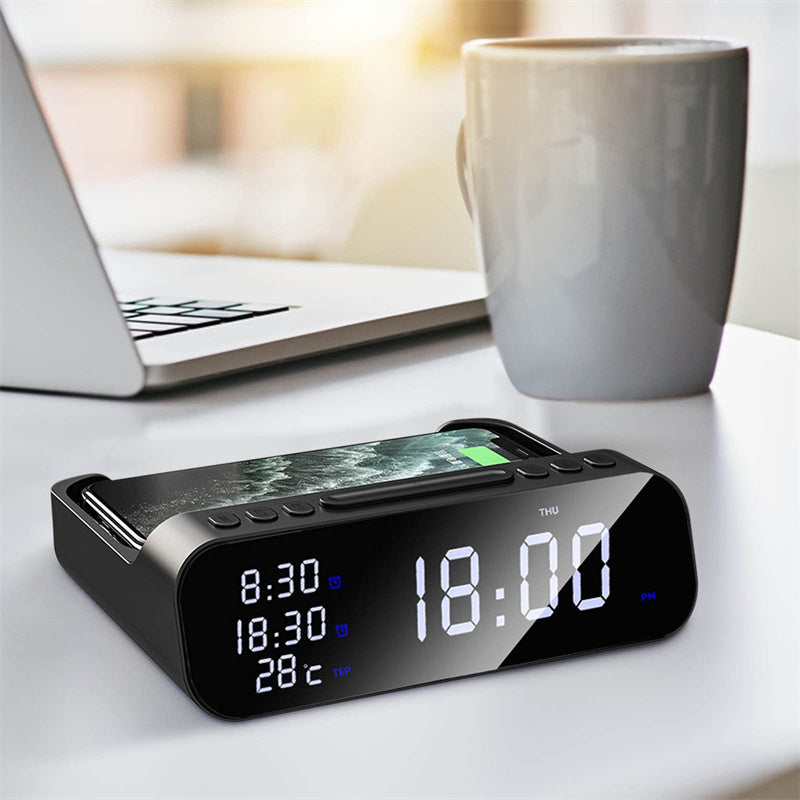 15W Three-in-one Wireless Charger Temperature Tester Multi Alarm Clock Fast Charging Mobile Phone Usb Charger Charging Station - 𝓢𝓱𝓸𝓹𝓵𝓮𝓬𝔂