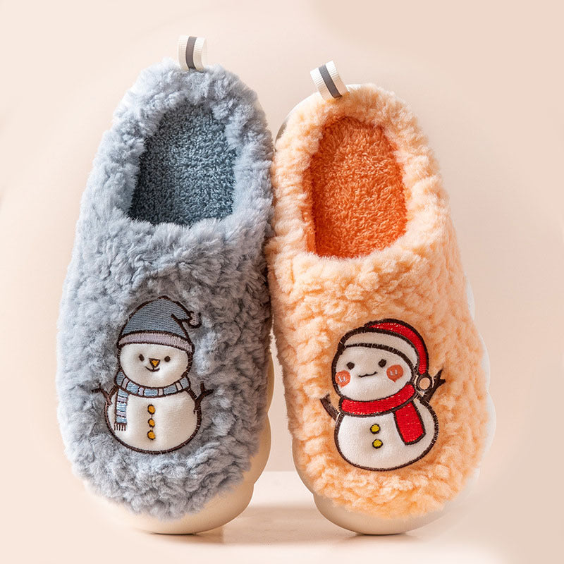 Cute Snowman Slippers Winter Indoor Household Warm Plush Thick-Soled Anti-slip Couple Home Slipper Soft Floor Bedroom House Shoes - 𝓢𝓱𝓸𝓹𝓵𝓮𝓬𝔂