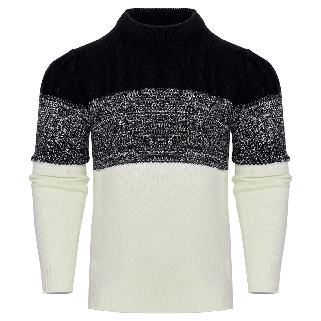 Men's Casual Color Block Long Sleeve Cable Knit Pullover Sweater - 𝓢𝓱𝓸𝓹𝓵𝓮𝓬𝔂