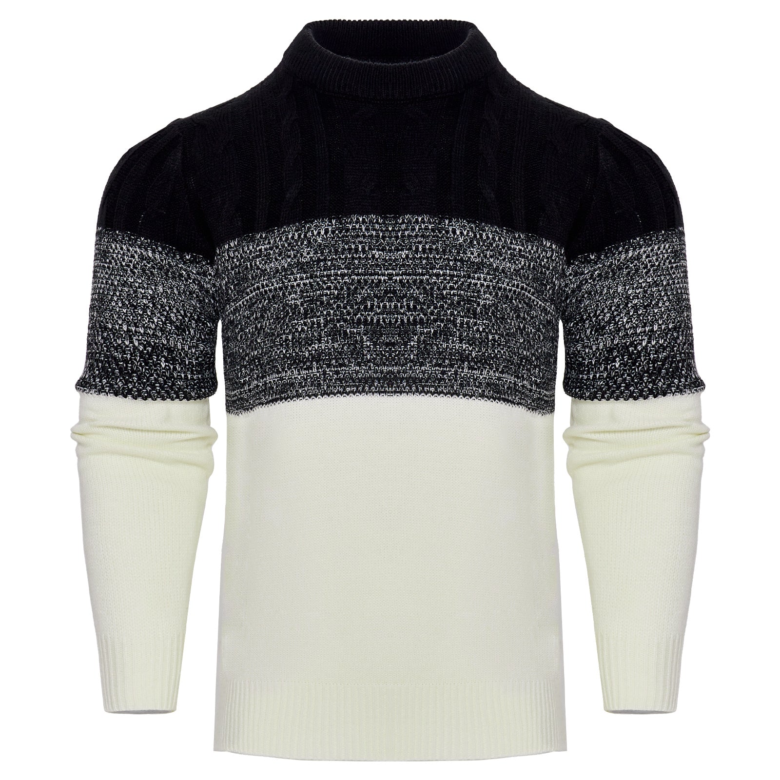 Men's Casual Color Block Long Sleeve Cable Knit Pullover Sweater - 𝓢𝓱𝓸𝓹𝓵𝓮𝓬𝔂