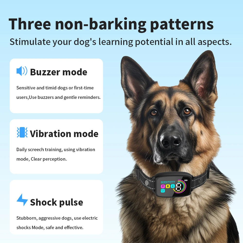 Smart Automatic Anti Barking Dog Collar Rechargeable Bark Stopper Stop Barking HD Digital Display IP67 Waterproof Collar For Dogs Pet Products - 𝓢𝓱𝓸𝓹𝓵𝓮𝓬𝔂