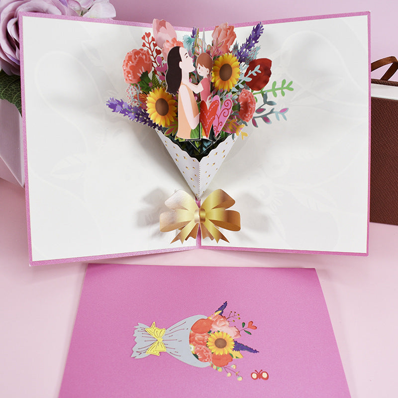 3D PopUp Flower Bouquet Cards Gifts Anniversary PopUp Mom Floral Bouquet Wife Invitation Card Greeting Cards Mothers Day Cards Postcard - 𝓢𝓱𝓸𝓹𝓵𝓮𝓬𝔂