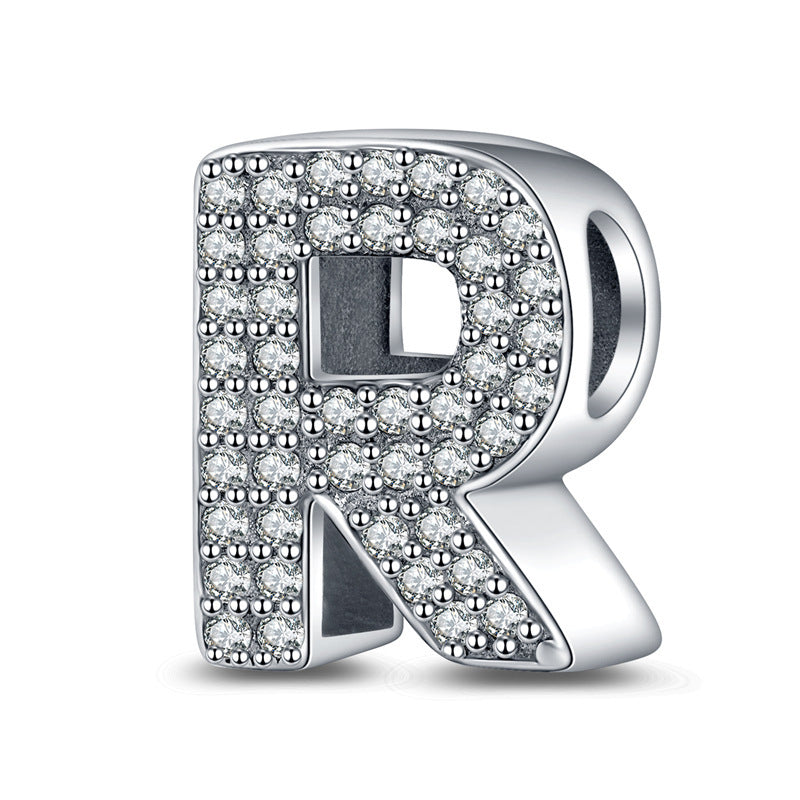 Twenty-six Letter Beads White Copper Silver Plated Beaded Braceletnecklace Ornament - 𝓢𝓱𝓸𝓹𝓵𝓮𝓬𝔂