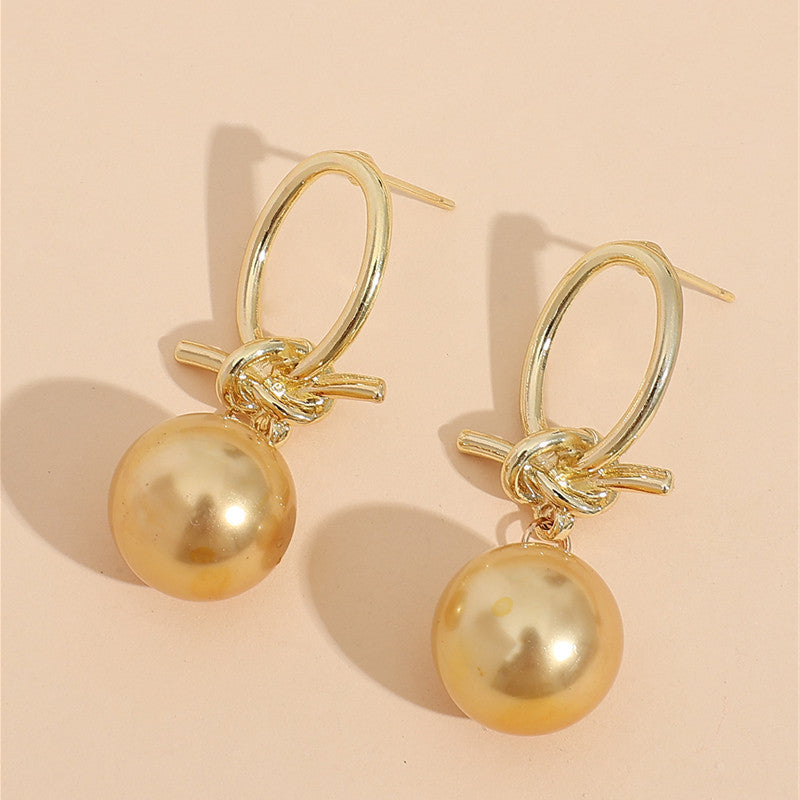 Elegant French Retro Personalized Knotted Pearl Earrings - 𝓢𝓱𝓸𝓹𝓵𝓮𝓬𝔂