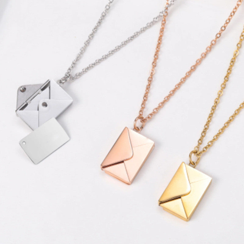Fashion Jewelry Envelop Necklace Women Lover Letter Pendant Best Gifts For Girlfriend - 𝓢𝓱𝓸𝓹𝓵𝓮𝓬𝔂