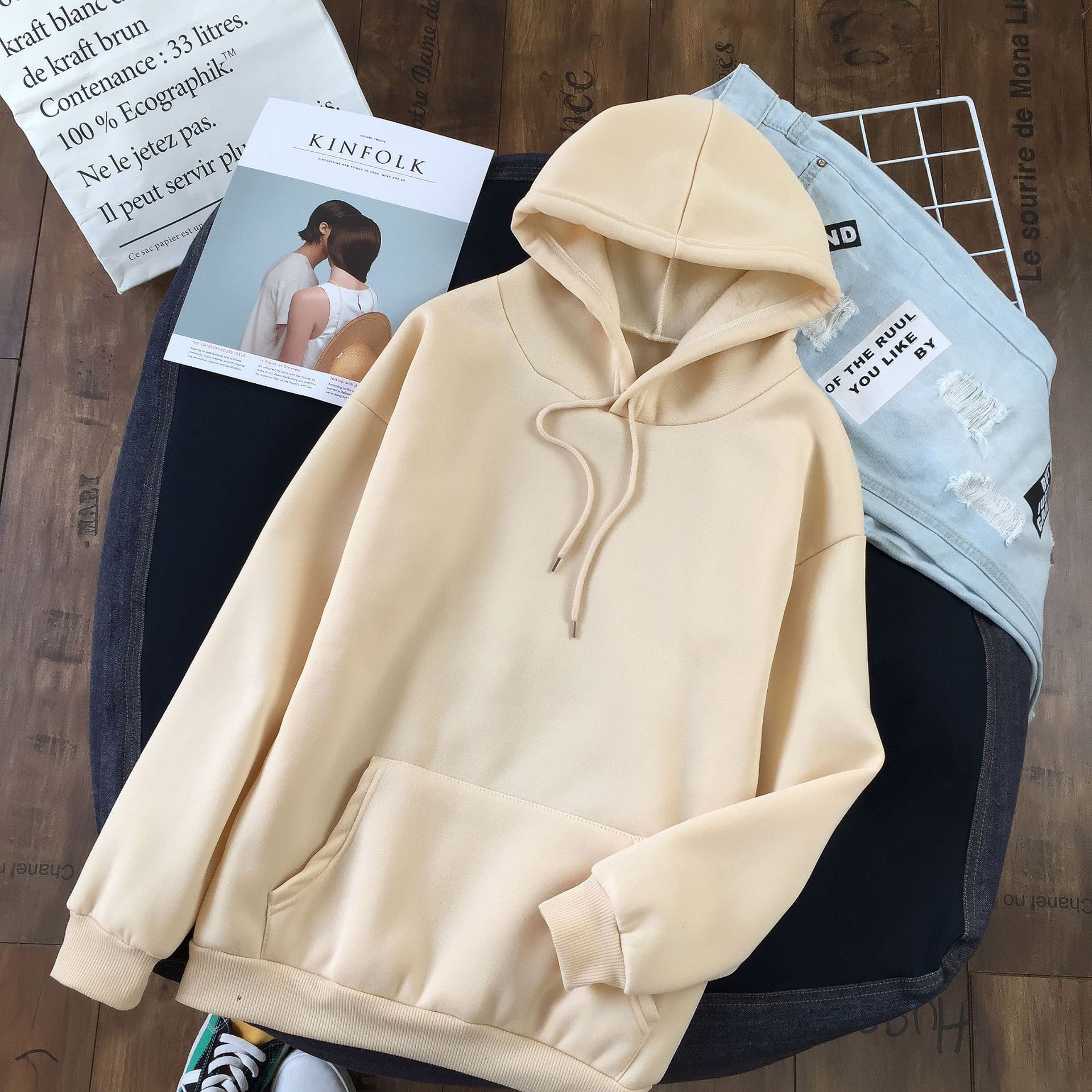 Long Sleeve Solid Color Hooded Sweater Couple - 𝓢𝓱𝓸𝓹𝓵𝓮𝓬𝔂
