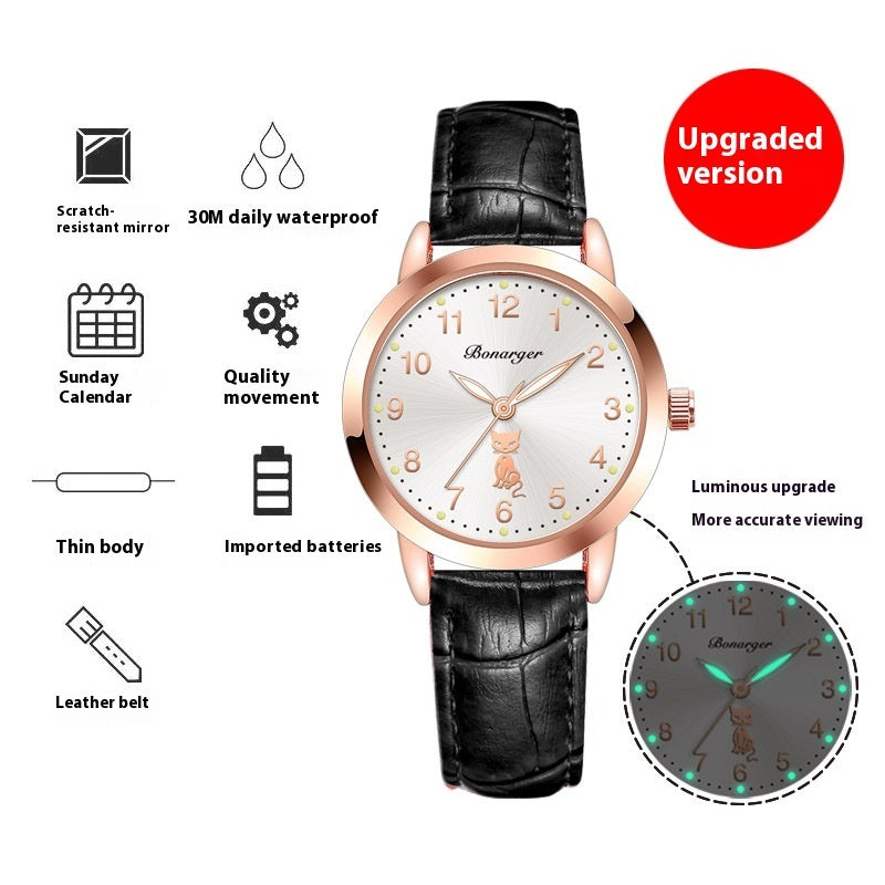 Women's Luminous Quartz Watch With Simple Waterproof Belt - 𝓢𝓱𝓸𝓹𝓵𝓮𝓬𝔂