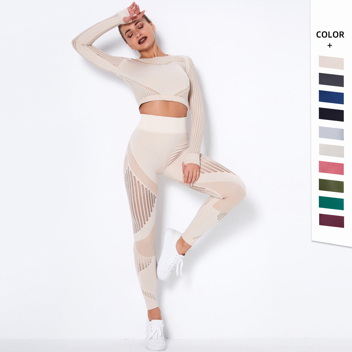 Seamless Knitted Absorbent Yoga Long-Sleeved Suit Yoga Wearsuit - 𝓢𝓱𝓸𝓹𝓵𝓮𝓬𝔂