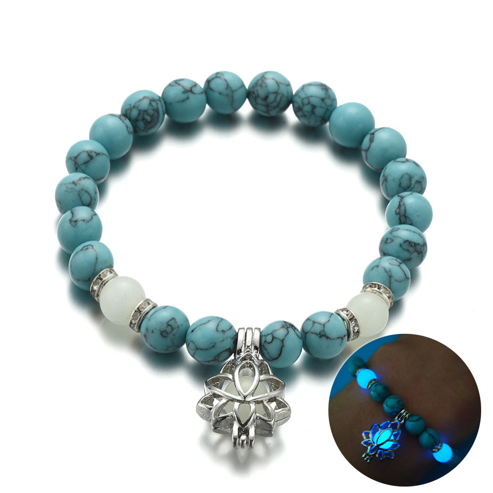 Energy Luminous Lotus Natural Stone Bracelet Yoga Healing Luminous Glow In The Dark Charm Beads Bracelet For Men Women Prayer Buddhism - 𝓢𝓱𝓸𝓹𝓵𝓮𝓬𝔂