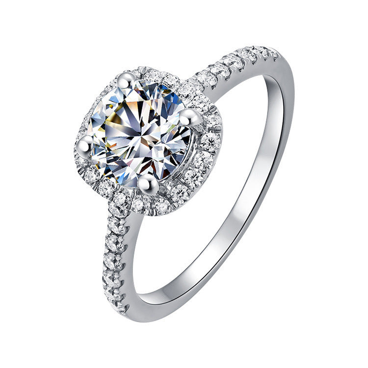 Ladies Moissanite 1 Carat Diamond Ring Luxury Round Diamond Princess Square Ring - 𝓢𝓱𝓸𝓹𝓵𝓮𝓬𝔂