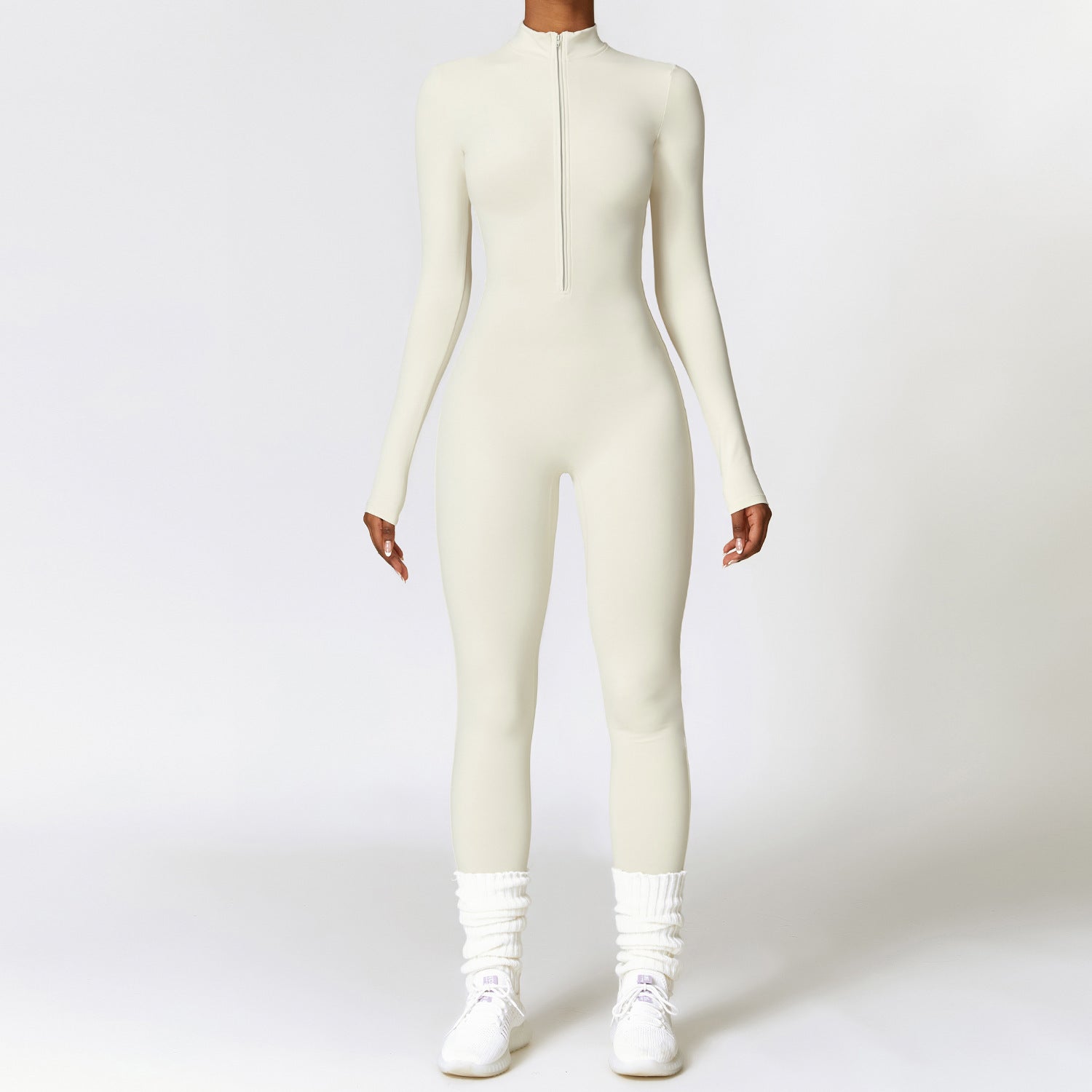 Warm Zipper Long-sleeved Jumpsuit Yoga Fitness Sports Pants Breathable Bodysuit Women's Clothing - 𝓢𝓱𝓸𝓹𝓵𝓮𝓬𝔂