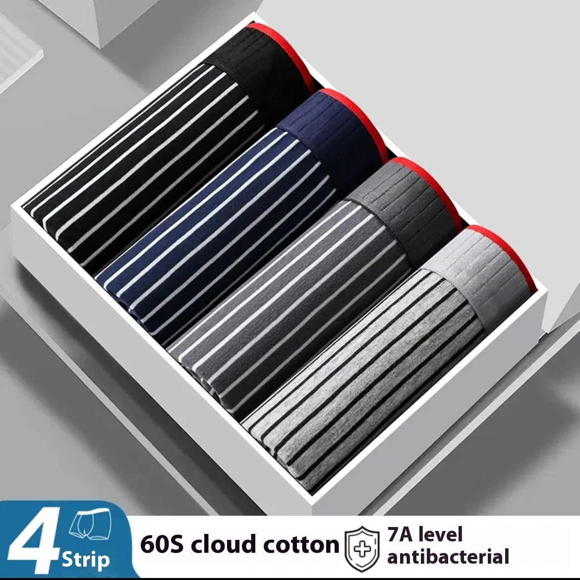 Four-pack Men's Underwear Striped Seamless Shorts - 𝓢𝓱𝓸𝓹𝓵𝓮𝓬𝔂