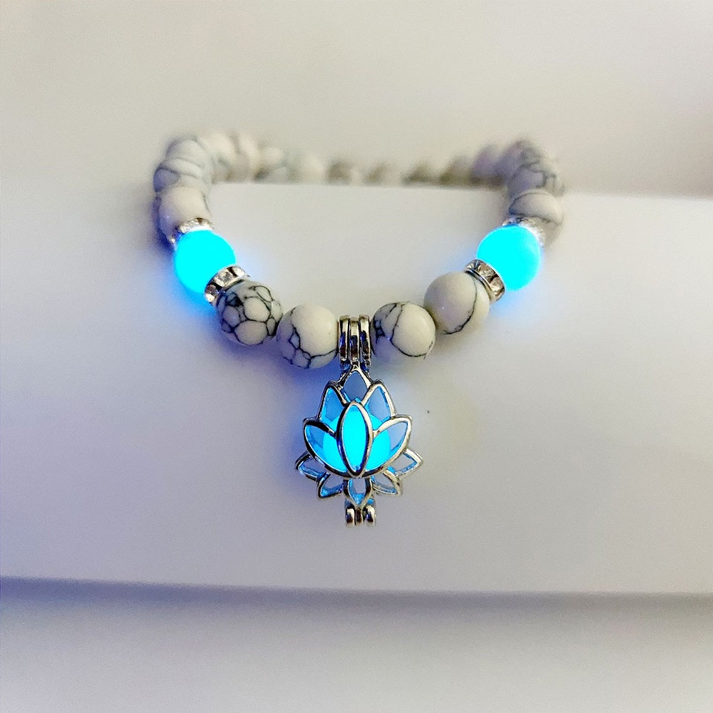 Energy Luminous Lotus Natural Stone Bracelet Yoga Healing Luminous Glow In The Dark Charm Beads Bracelet For Men Women Prayer Buddhism - 𝓢𝓱𝓸𝓹𝓵𝓮𝓬𝔂