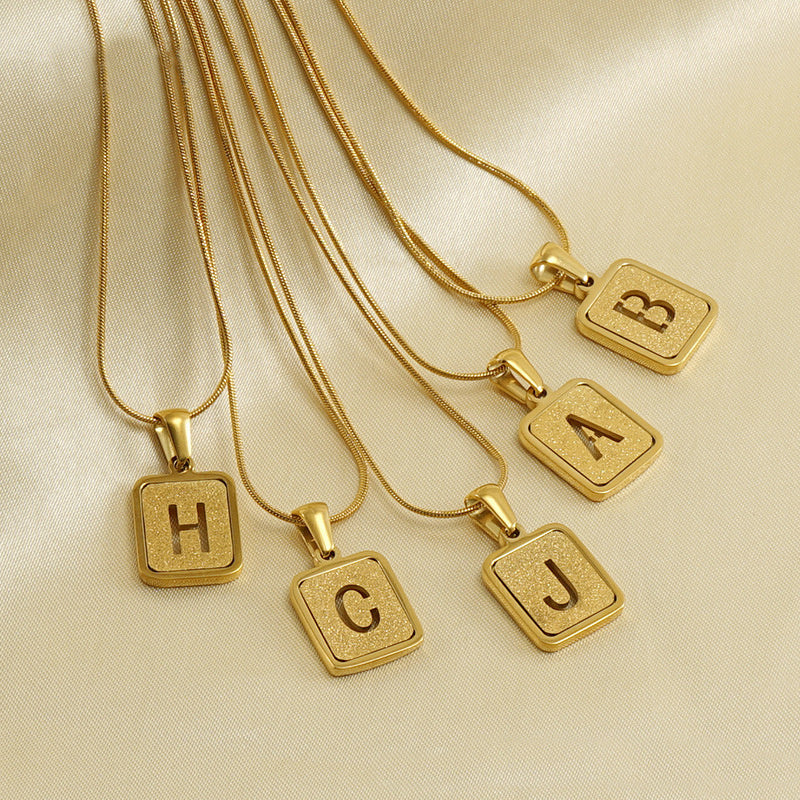 Alphabet Necklace 26 Letters Hollow Out Square 18K Necklace Fashion Jewelry - 𝓢𝓱𝓸𝓹𝓵𝓮𝓬𝔂
