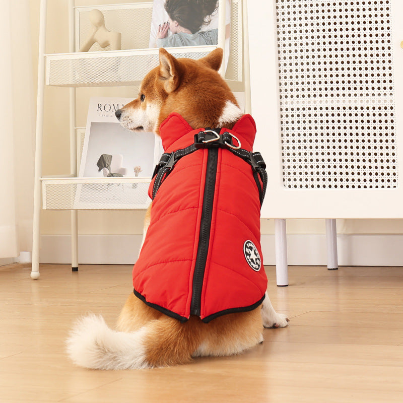 Pet Warm Dog Cotton-padded Clothes Fleece-lined Thickened Reflective Gallus - 𝓢𝓱𝓸𝓹𝓵𝓮𝓬𝔂