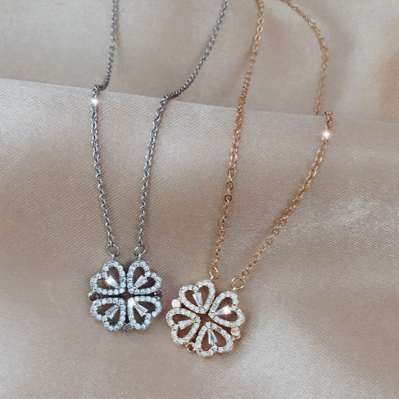 Explosive Style Detachable Deformed Four-leaf Clover Necklace For Women A Multi-wearing Zircon Small Love Short Clavicle Chain - 𝓢𝓱𝓸𝓹𝓵𝓮𝓬𝔂