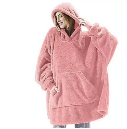 Hoodie Sweatshirt With Big Pocket Tops Sweater Comfortable Loose Double-Sided Fleece Thicker Wearable Blanket - 𝓢𝓱𝓸𝓹𝓵𝓮𝓬𝔂