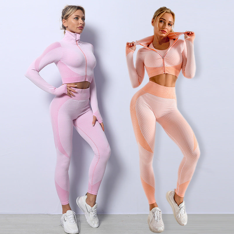 3PCS Yoga Set Seamless Sport Set Women Gym Clothing Leggings Women Crop Top Sports Bra Women Fitness Gym Set Womens Outfits Tracksuit - 𝓢𝓱𝓸𝓹𝓵𝓮𝓬𝔂