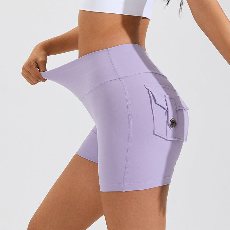 High Waist Hip Lifting Shorts With Pockets Quick Dry Yoga Fitness Sports Pants Summer Women Clothes - 𝓢𝓱𝓸𝓹𝓵𝓮𝓬𝔂