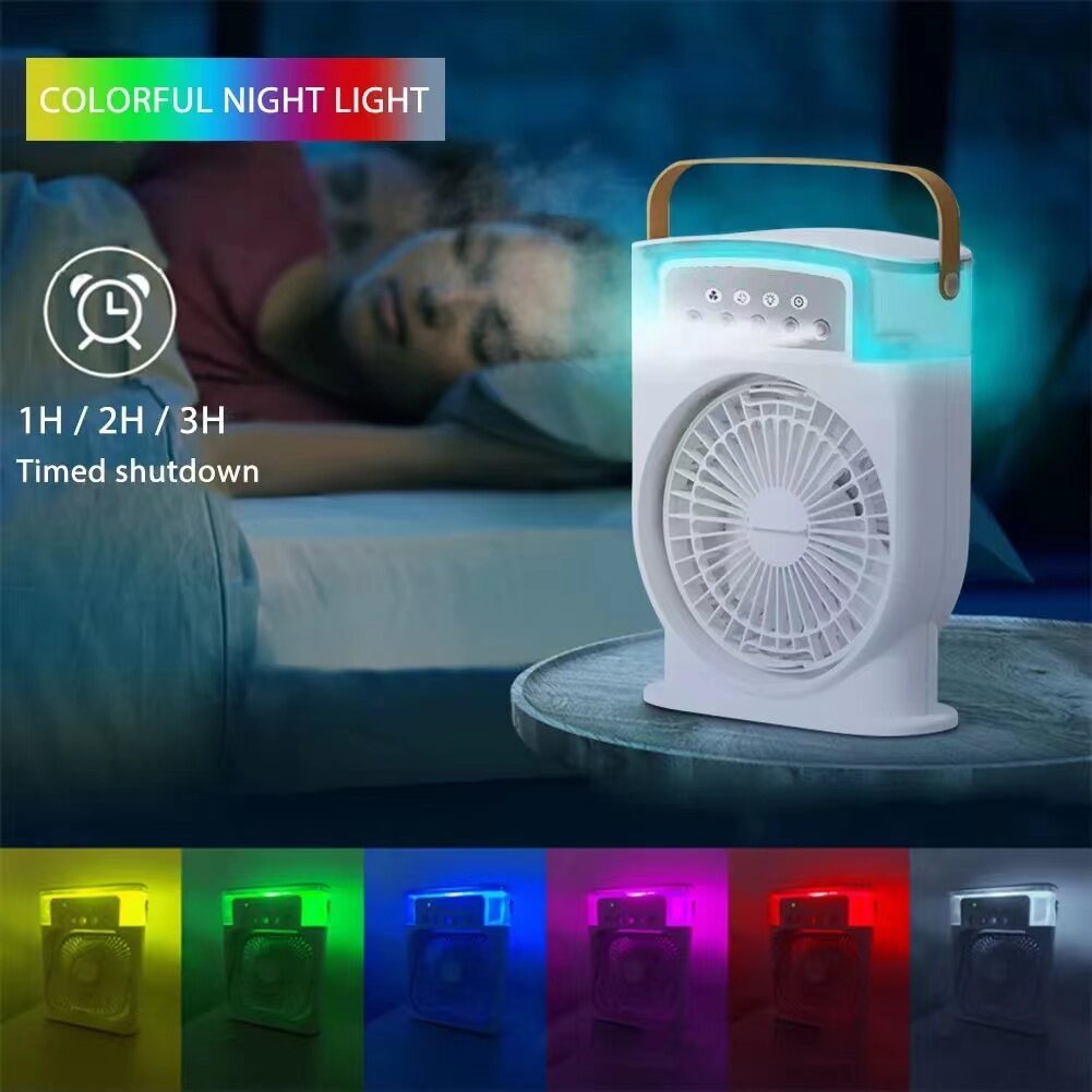 Portable USB Air Conditioner Cooling Fan With 5 Sprays 7 Color Light 600ML Water Tank Spray Mist Air Cooler Humidifiers - 𝓢𝓱𝓸𝓹𝓵𝓮𝓬𝔂