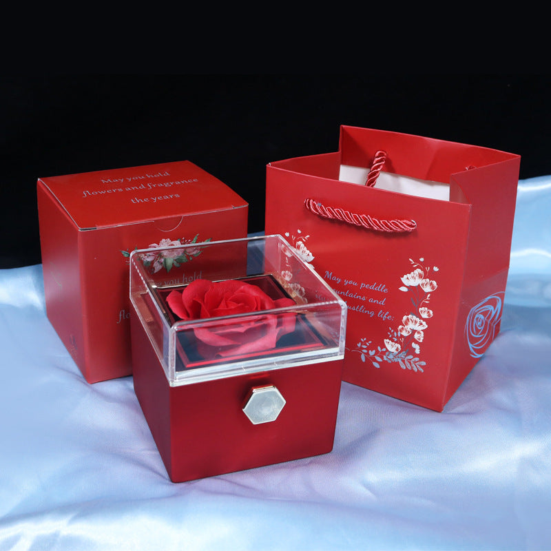 Rotating Soap Flower Rose Gift Box Creative Rotating Rose Jewelry Packaging Box Valentine's Day Gift For Women - 𝓢𝓱𝓸𝓹𝓵𝓮𝓬𝔂