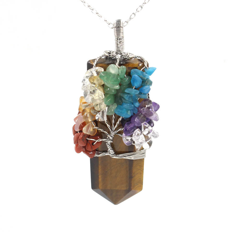 Crystal Column Tree Of Life Winding Pendant Necklace - 𝓢𝓱𝓸𝓹𝓵𝓮𝓬𝔂