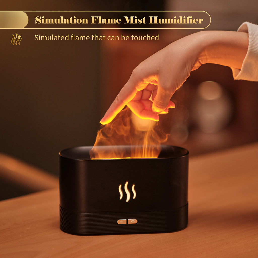 Aroma Diffuser With Flame Light Mist Humidifier Aromatherapy Diffuser With Waterless Auto-Off Protection For Spa Home Yoga Office - 𝓢𝓱𝓸𝓹𝓵𝓮𝓬𝔂