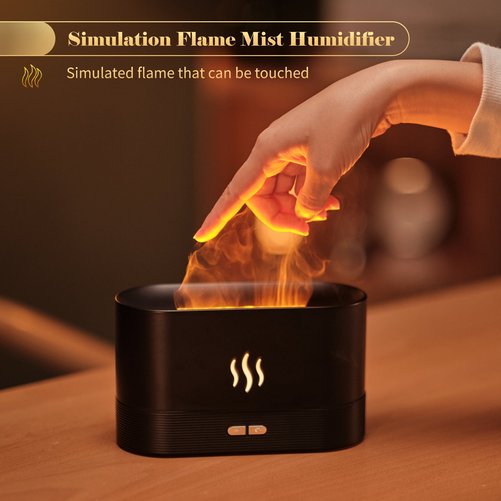 Aroma Diffuser With Flame Light Mist Humidifier Aromatherapy Diffuser With Waterless Auto-Off Protection For Spa Home Yoga Office - 𝓢𝓱𝓸𝓹𝓵𝓮𝓬𝔂