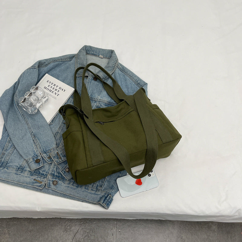 Large Capacity Shoulder Canvas Solid Color Bag For Women - 𝓢𝓱𝓸𝓹𝓵𝓮𝓬𝔂