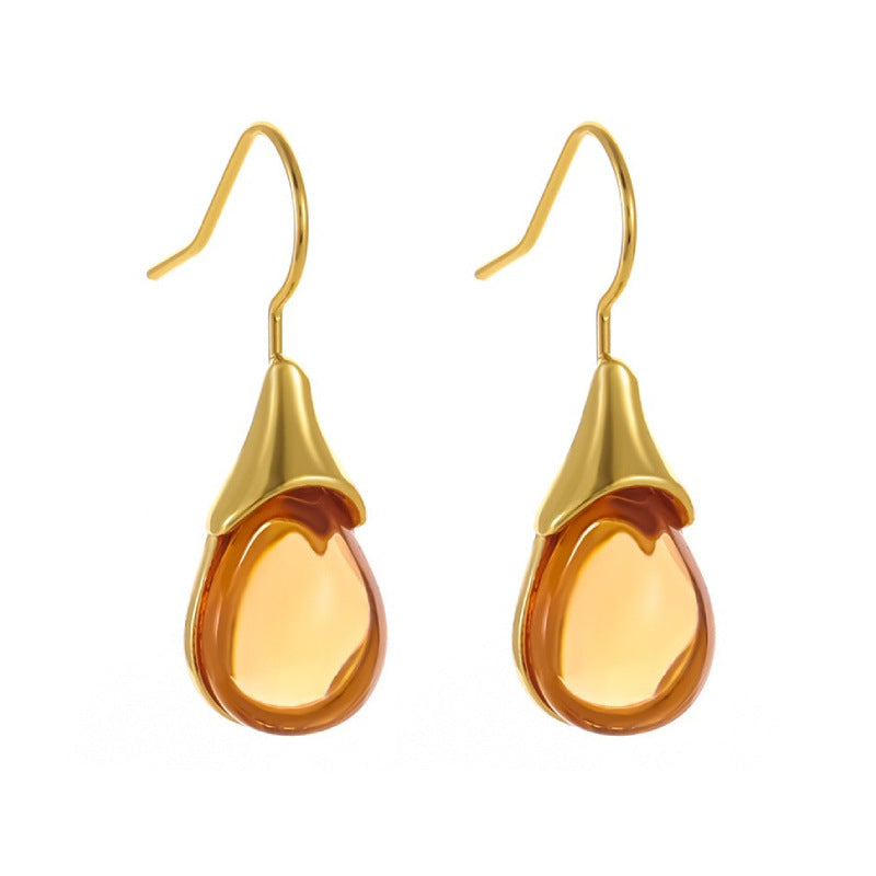Drop-shaped Inlaid Cat's Eye Earrings Four-color Simple - 𝓢𝓱𝓸𝓹𝓵𝓮𝓬𝔂